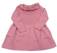 Ružové pletené šaty so vzorom a volánikom M&S