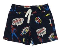Tmavomodré teplákové kraťasy se Spider-many M&S