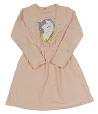 Světlebroskvové teplákové šaty s jednorožcom CiviL