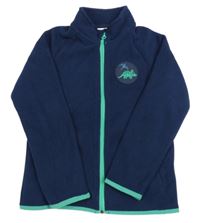 Tmavomodrá fleecová prepínaci mikina s nášivkou s dinosaurami Lily & Dan