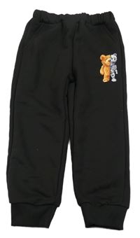 Černé tepláky s medvídkem SHEIN