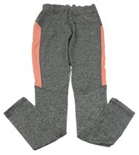 Tmavošedo-korálové melírované športové legíny s logom Nike