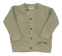 Nové - béžový žebrovaný propínací svetr s nápisem a žirafou Next