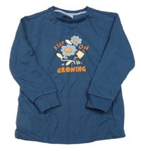 Tmavopetrolejová mikina s kvietkami POCOPIANO