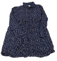 Tmavomodré puntíkaté propínací košilové šaty GALERIES LAFAYETTE