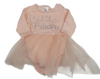 Broskvové body s nápisy z kamínků a tylovou sukní bebico