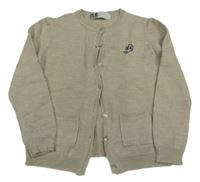 Svetlobéžový melírovaný vlnený prepínaci sveter s výšivkou