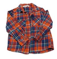 Červeno-tmavomodro-modro-bílá kostkovaná košile H&M