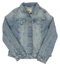 Světlemodrá plísňová tepláková riflová crop bunda s límečkem DENIM LOVER