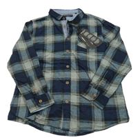 Nové - tmavomodro-čierno-sivá kockovaná košeľa BRAVE SOUL