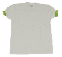 Biele tričko so zelenymi volániky s bodkami FRUIt of the LOOM