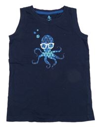 Tmavomodré tielko s chobotnicí lupilu