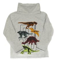 Světlešedý melírovaný rolák s dinosaury dopodopo