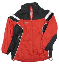 Červeno-čierno-biela šušťáková športová bunda s ukrývací kapucňou JAKO