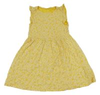 Žlto-biele kvietkovane šaty s volánikmi H&M