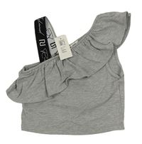 Šedé melírované crop tričko s volánem River Island
