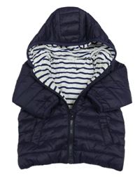 Tmavomodrá prešívaná šušťáková zateplená bunda s kapucňou zn. Next