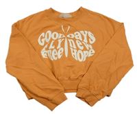 Oranžová crop mikina s motýlem z nápisů zn. H&M