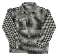 Čierno-biela kockovaná trblietavá vlnená košeľová bunda LC Waikiki