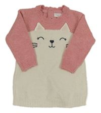 Smetanovo-růžové svetrové šaty s kočkou Primark