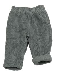 Šedé melírované sametové zateplené tepláky