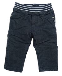 Tmavomodré menšestrové podšité nohavice s úpletovým pasom Obaibi