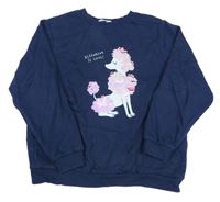 Tmavomodrá mikina s pudlom s překlápěcími flitre H&M