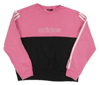 Růžovo-černá mikina s nápisem Adidas
