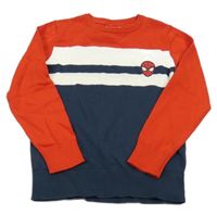 Tmavomodro-červeno-biely sveter so Spidermanem C&A