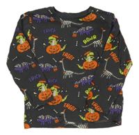 Antracitové tričko s dinosaurami a dýněmi Primark