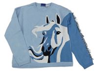 Světlemodro-modrý sveter s koněm Lupilu