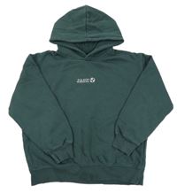 Tmavozelená mikina s výšivkou a kapucňou Zara
