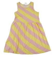 Ružovo-žlté pruhované bavlnené šaty H&M