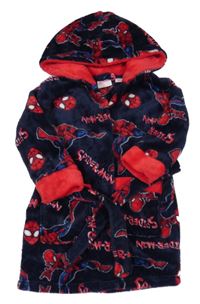 Tmavomodrý chlupatý župan se Spidermanem a kapucí Primark