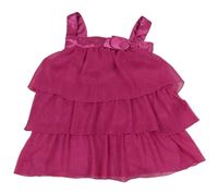 Fuchsiový šifónový vrstvený top s mašlou H&M