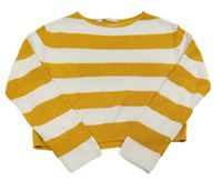 Bielo-okrový pruhovaný ľahký crop sveter H&M
