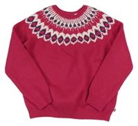 Malinový svetr se vzorem okaidi