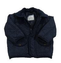 Tmavomodrá šusťáková prošívaná zateplená bunda s kapsami Early Days