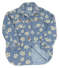 Modrá kvetovaná huňatá podšitá košeľová bunda Primark