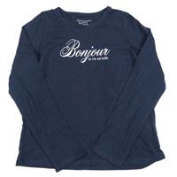 Tmavomodré tričko s nápisom Primark