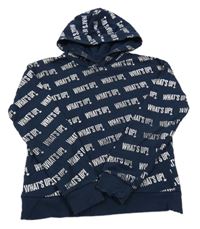 Tmavomodrá mikina s nápismi a kapucňou C&A