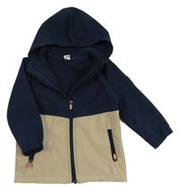 Tmavomodro-béžová softshellová bunda s kapucí Topolino