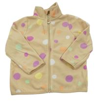 Béžová fleecová propínací mikina s barevnými puntíky Dopodopo