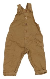 Hnědé laclové plátěné kalhoty s kapsami 