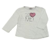 Bílé triko s nápisem a srdcem S. Oliver