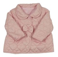 Světlerůžová šusťáková prošívaná zateplená bunda s mašlí dunnes stores 