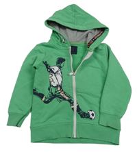 Zelená prepínaci mikina s fotbalistou a kapucňou