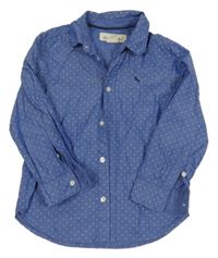 Modrá puntíkatá košile s výšivkou H&M