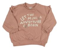 Svetloružová mikina s nápismi a volánikmi H&M