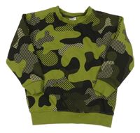 Kaki-čierna army mikina